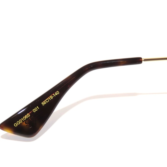 Gucci GG0106S 001 Black Gold Gray Sunglasses 0106